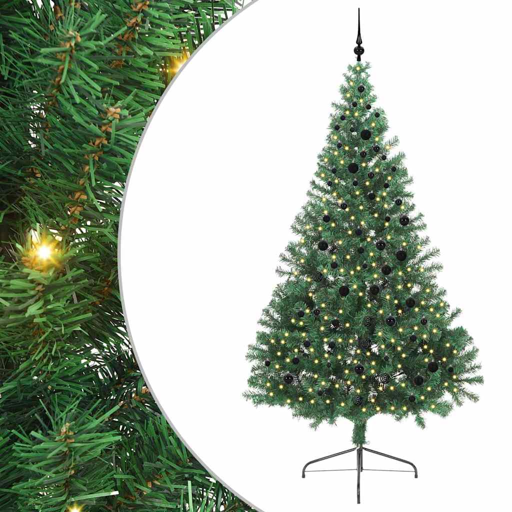 Kunstmatig Voorverlicht Kerstboom met 300 LED Groen 240 cm PVC is nu te koop bij PeponiXL, paradijselijk wonen!