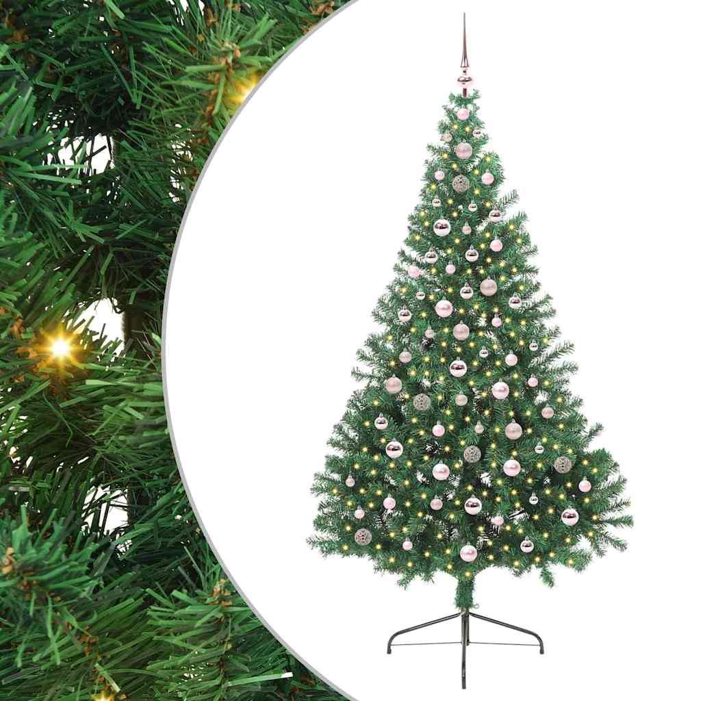 Kunstmatig Voorverlicht Kerstboom met 300 LED Groen 240 cm PVC is nu te koop bij PeponiXL, paradijselijk wonen!