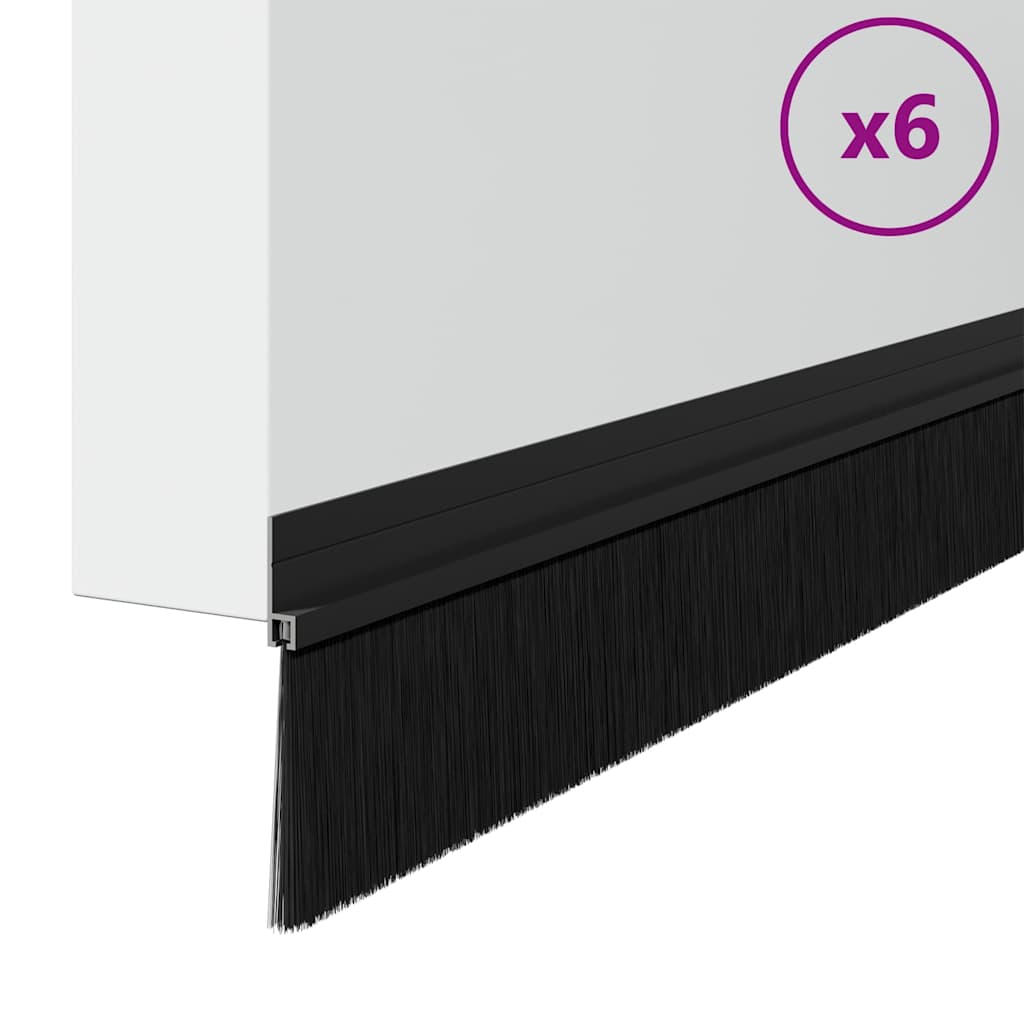 Zelfklevende Deurborstels 6 pcs Zwart 100 cm Aluminium Legering is nu te koop bij PeponiXL, paradijselijk wonen!