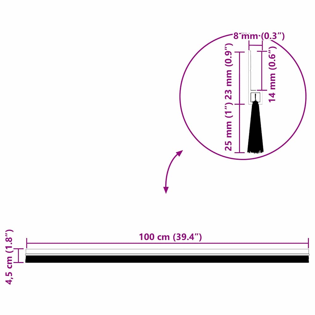 Zelfklevende Deurborstels 12 pcs Zwart 100 cm is nu te koop bij PeponiXL, paradijselijk wonen!