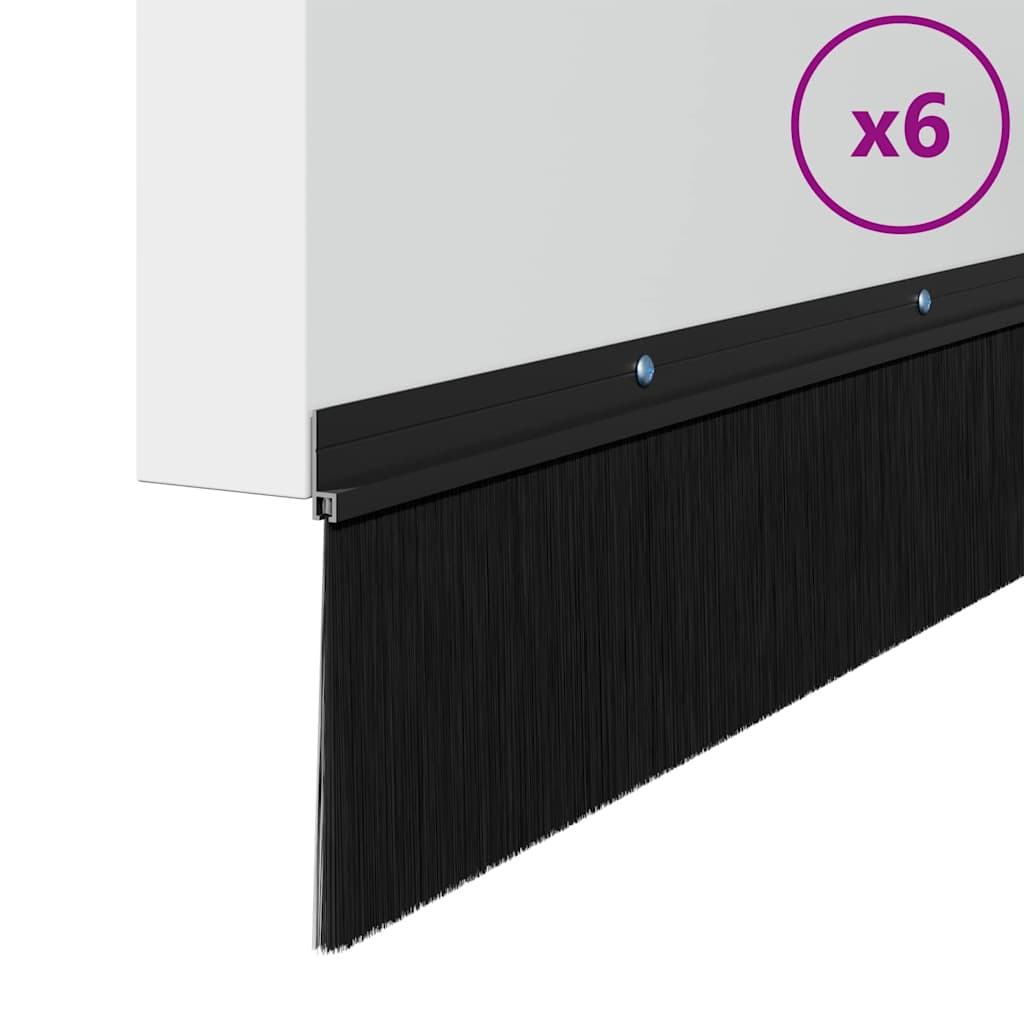 Schroefbare Deurborstelafsluitingen 6 pcs Zwart 100 cm is nu te koop bij PeponiXL, paradijselijk wonen!
