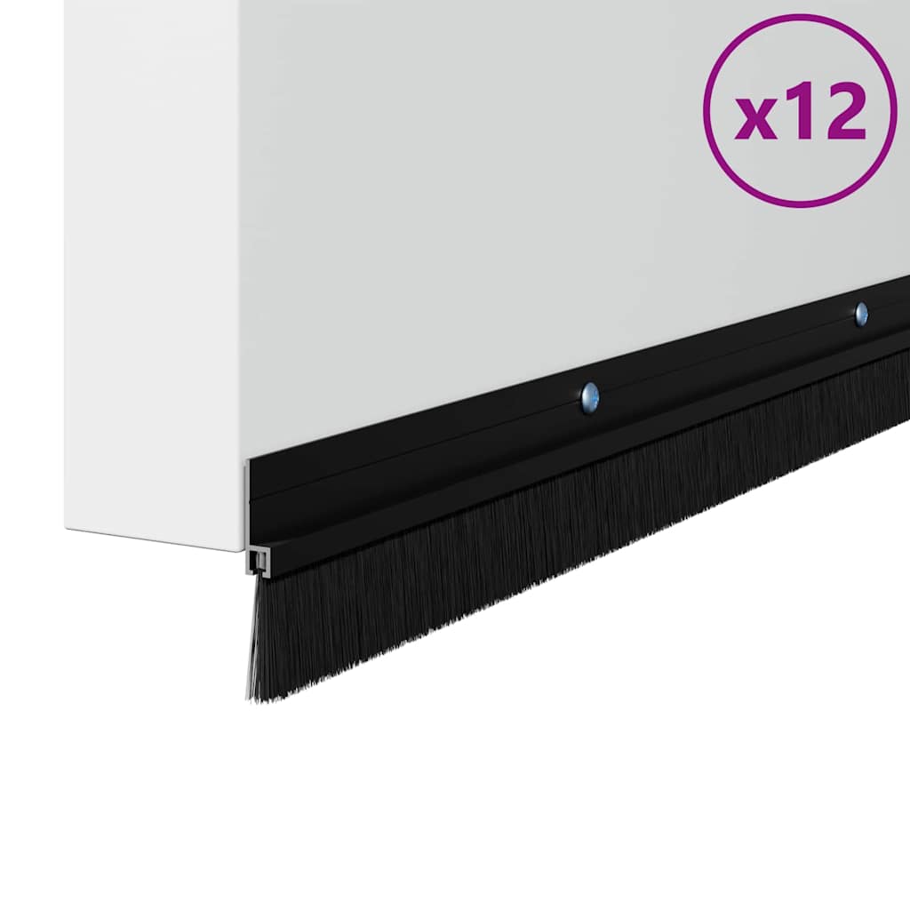 Schroefbare Deurborstelafsluitingen 12 pcs Zwart 100 cm is nu te koop bij PeponiXL, paradijselijk wonen!