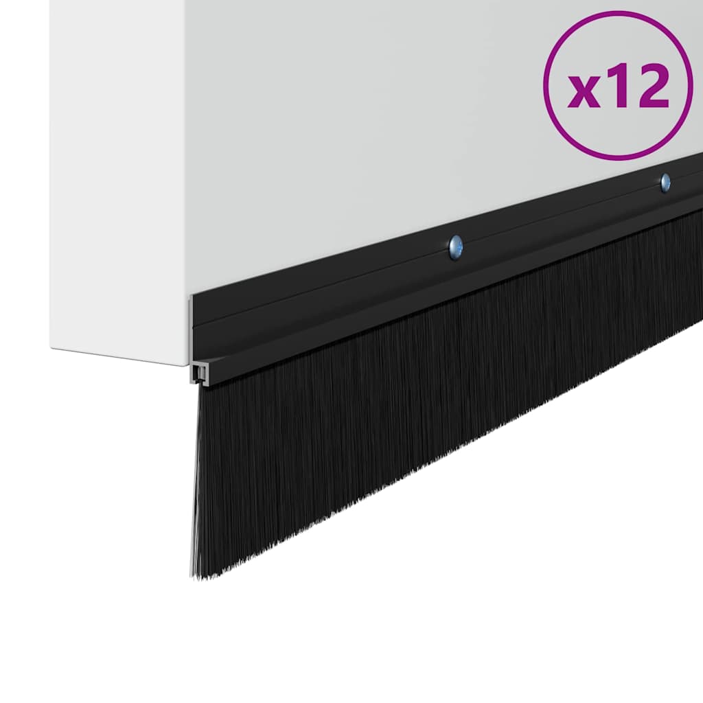 Schroefbare Deurborstelafsluitingen 12 pcs Zwart 100 cm is nu te koop bij PeponiXL, paradijselijk wonen!