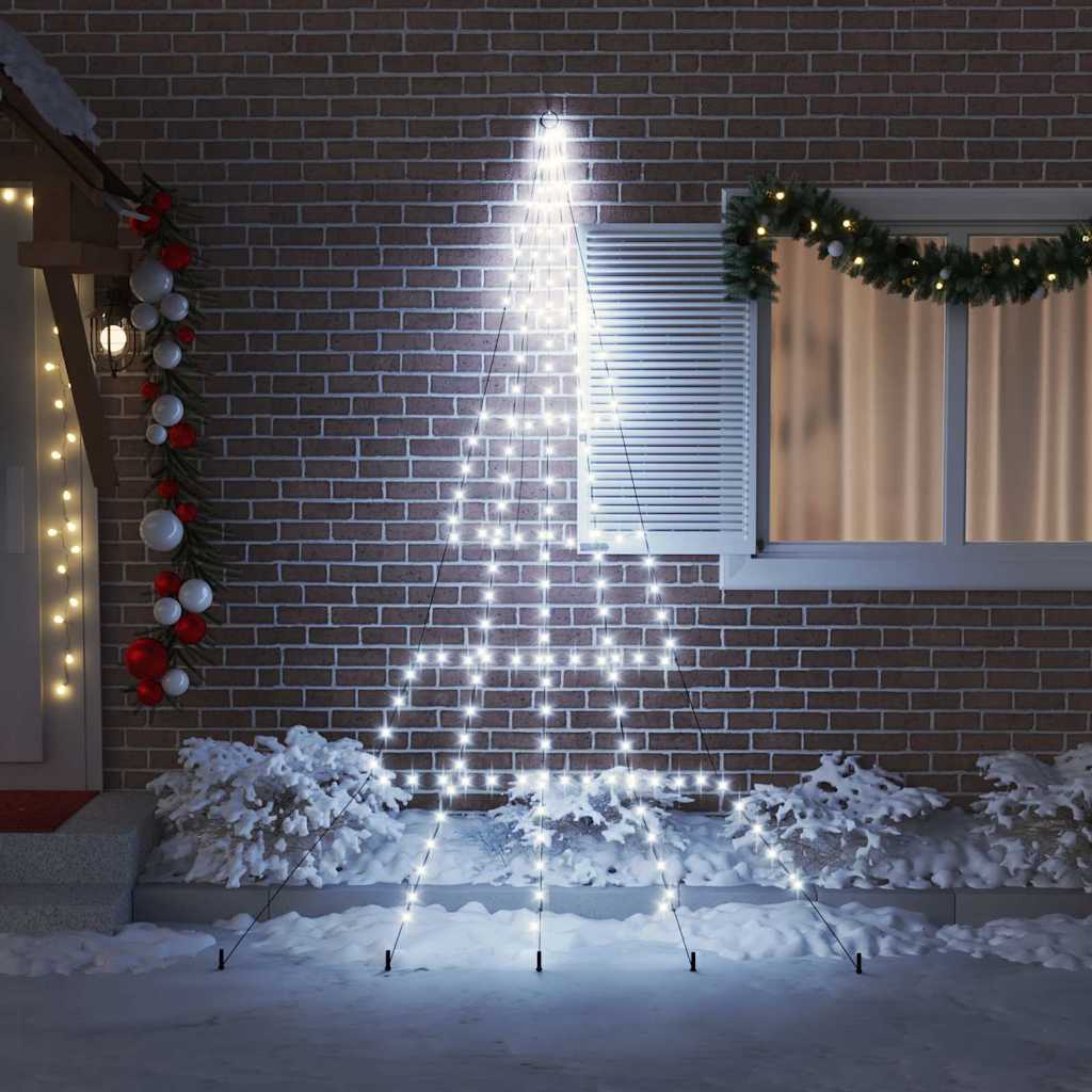 LED Kerstboom met Grondspiesjes Koudwit 306 cm Metaal is nu te koop bij PeponiXL, paradijselijk wonen!