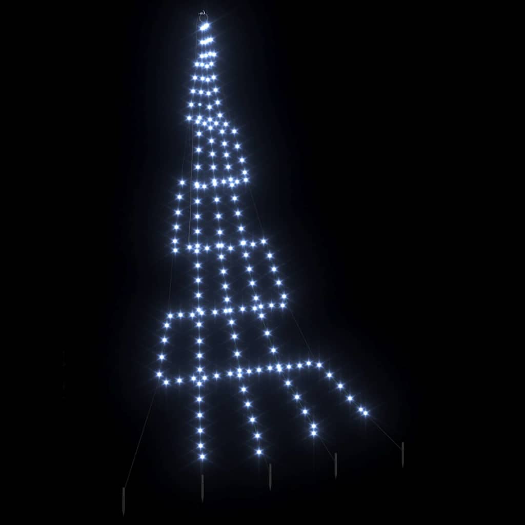LED Kerstboom met Grondspiesjes Koudwit 306 cm Metaal is nu te koop bij PeponiXL, paradijselijk wonen!
