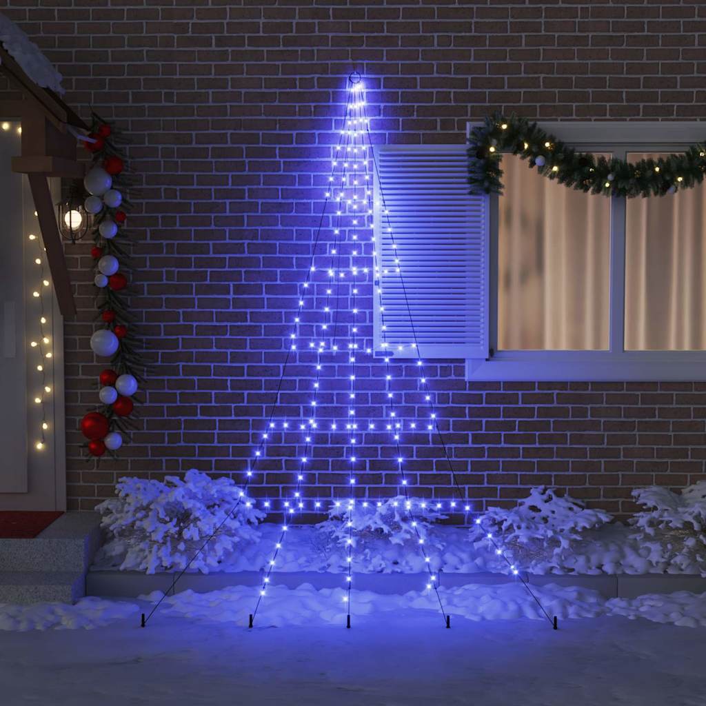 LED Kerstboom met Grondspiesjes met 168 LED Blauw 306 cm Metaal is nu te koop bij PeponiXL, paradijselijk wonen!