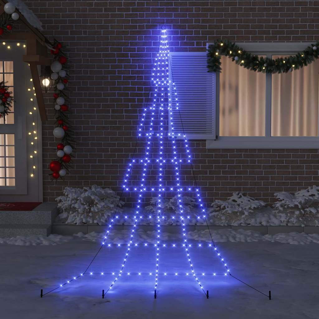 LED Kerstboom met Grondspiesjes met 276 LED Blauw 511 cm Metaal is nu te koop bij PeponiXL, paradijselijk wonen!