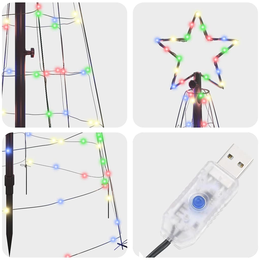LED Kerstboom met Grondspiesjes Multikleur 250 cm IJzer is nu te koop bij PeponiXL, paradijselijk wonen!