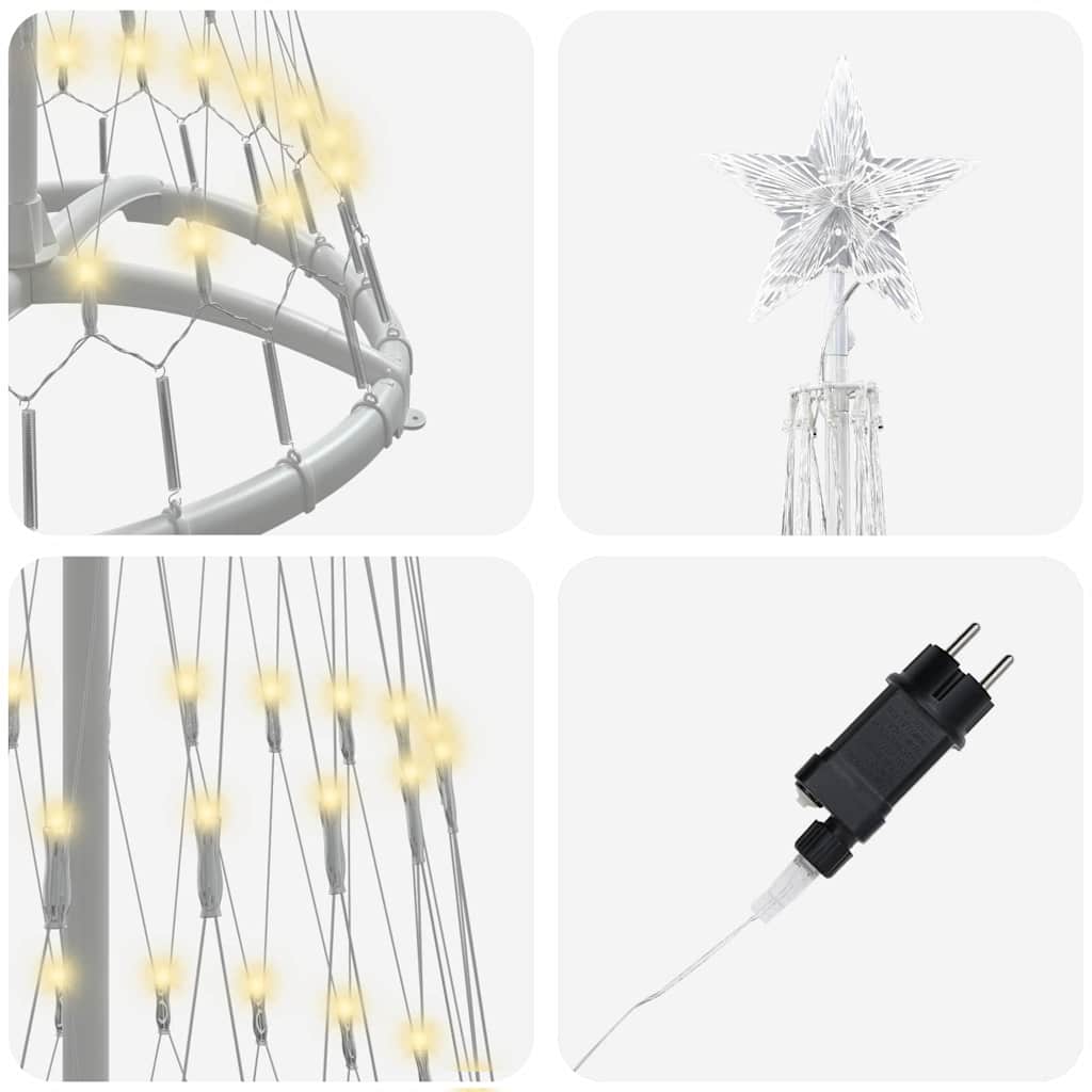 LED Kerstboom met 230 LED Warmwit 51 x 51 x 190 cm Metaal is nu te koop bij PeponiXL, paradijselijk wonen!