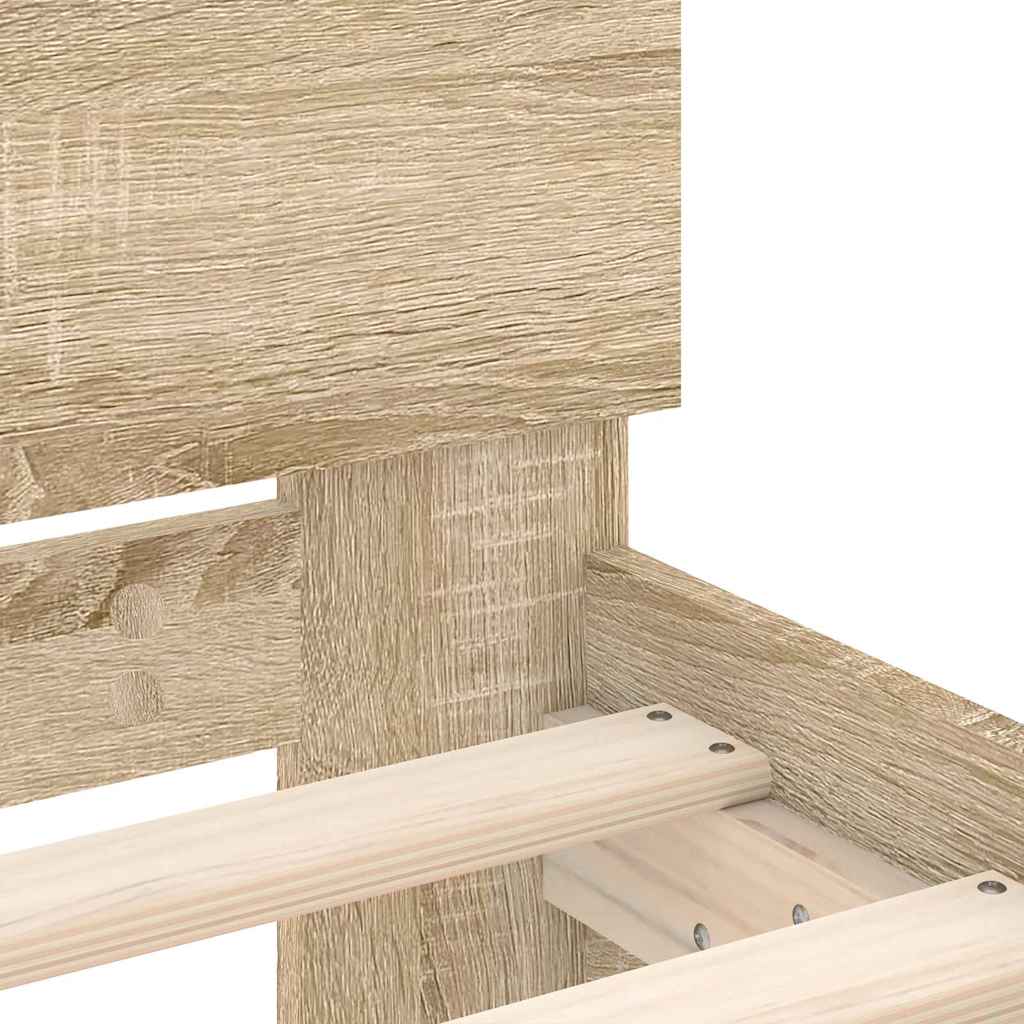 Bedframe met hoofdeinde Sonoma 137 x 190 cm Bewerkt hout is nu te koop bij PeponiXL, paradijselijk wonen!