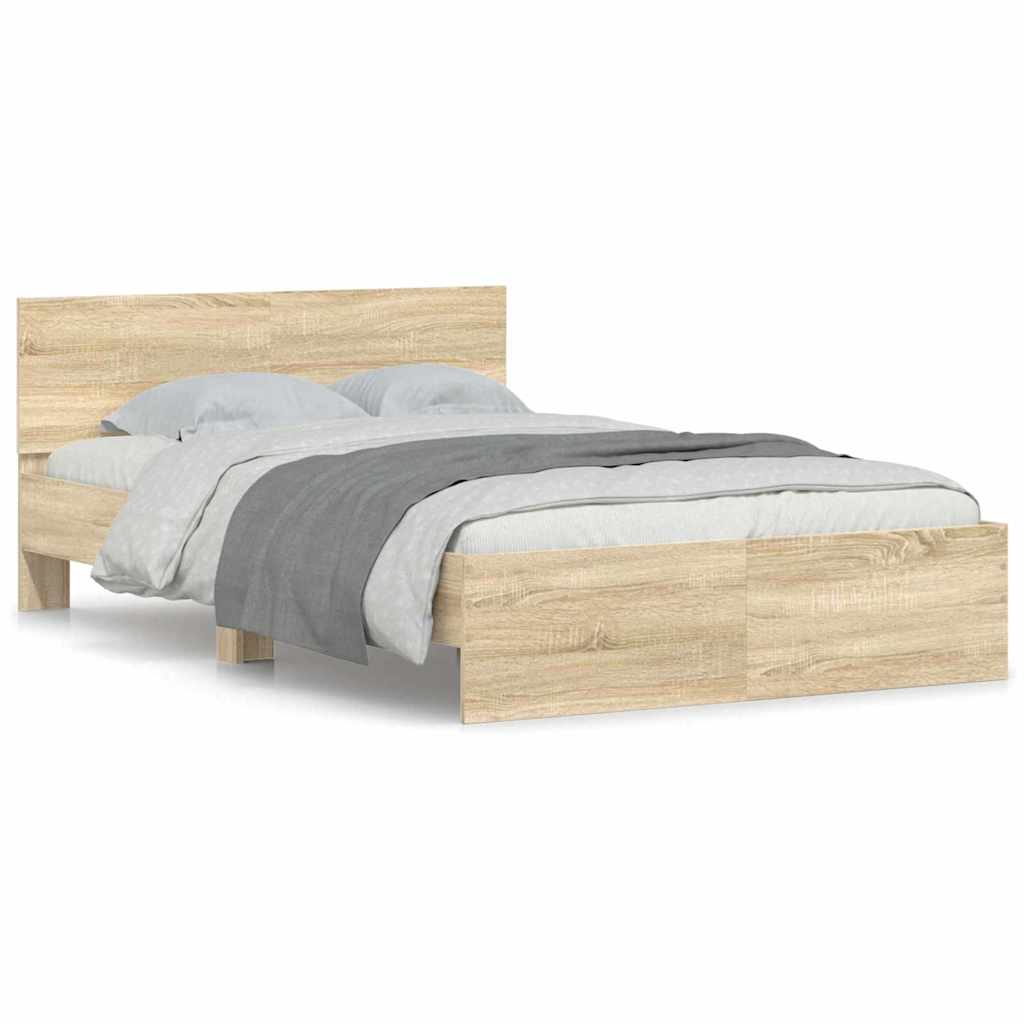 Bedframe met hoofdeinde Sonoma 137 x 190 cm Bewerkt hout is nu te koop bij PeponiXL, paradijselijk wonen!