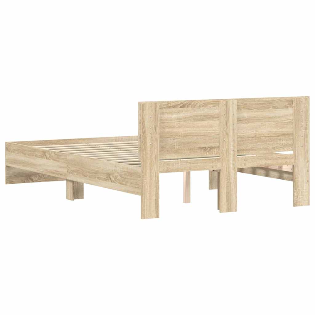 Bedframe met hoofdeinde Sonoma 137 x 190 cm Bewerkt hout is nu te koop bij PeponiXL, paradijselijk wonen!