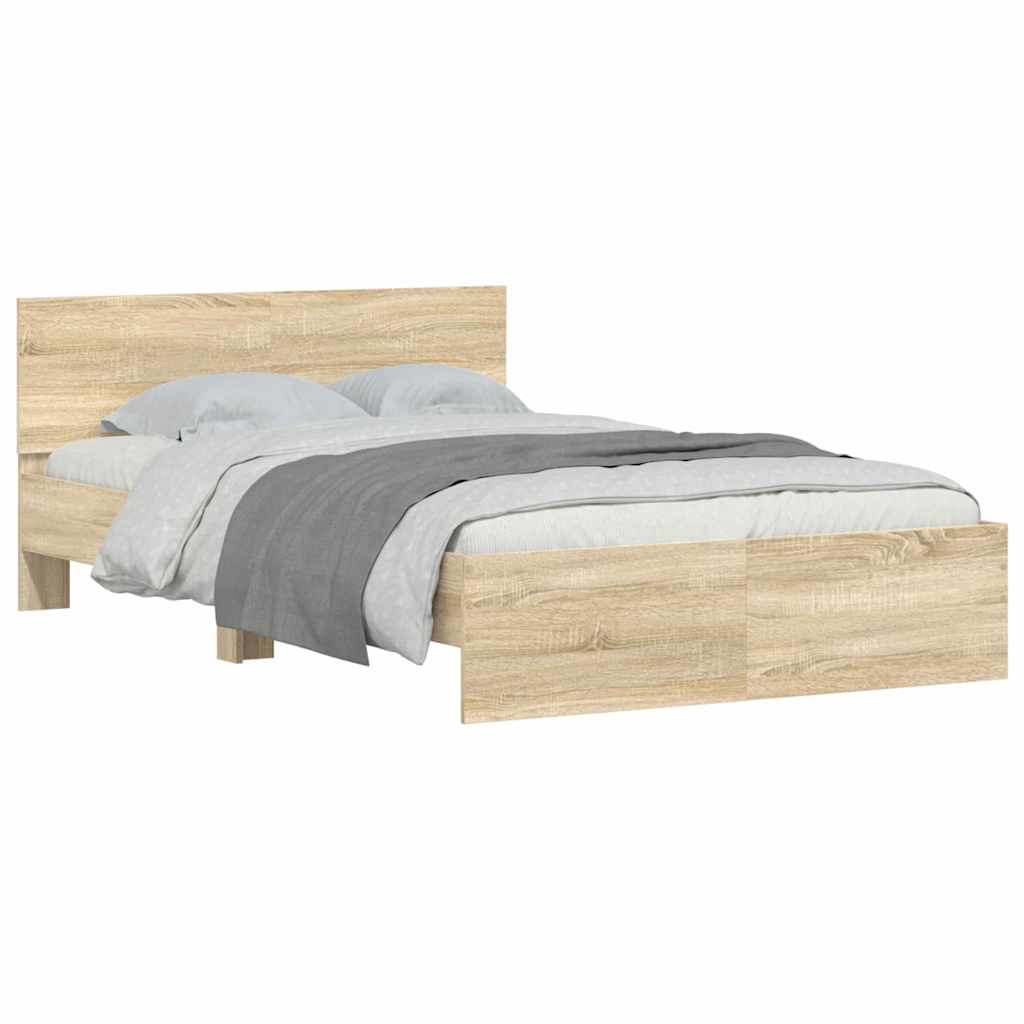 Bedframe met hoofdeinde Sonoma 137 x 190 cm Bewerkt hout is nu te koop bij PeponiXL, paradijselijk wonen!