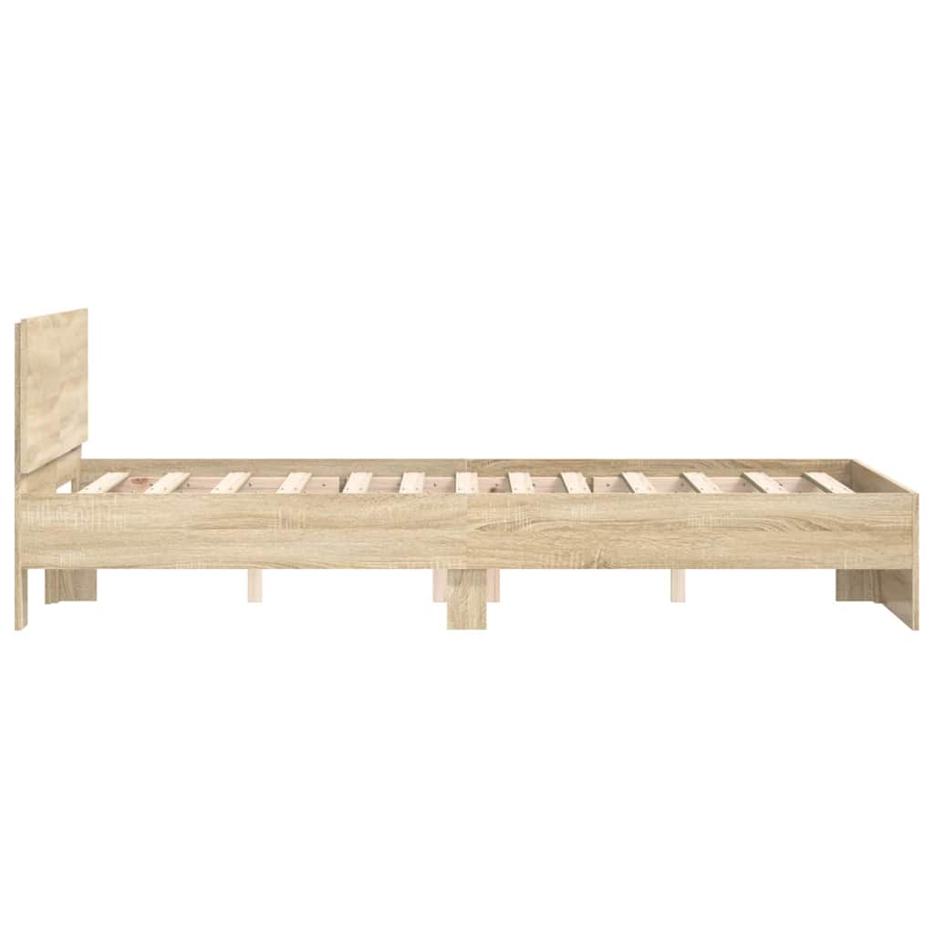Bedframe met hoofdeinde Sonoma 137 x 190 cm Bewerkt hout is nu te koop bij PeponiXL, paradijselijk wonen!