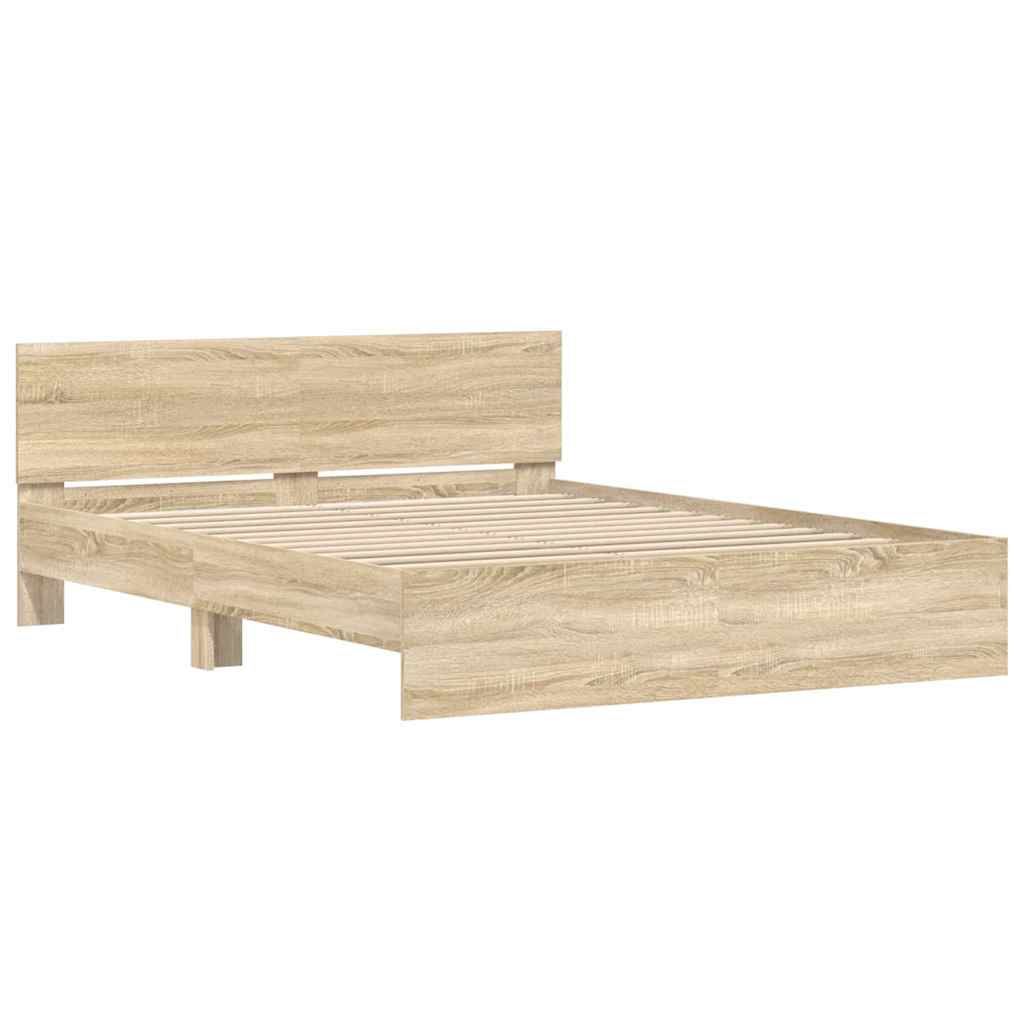 Bedframe met hoofdeinde Sonoma 152 x 203 cm Bewerkt hout is nu te koop bij PeponiXL, paradijselijk wonen!