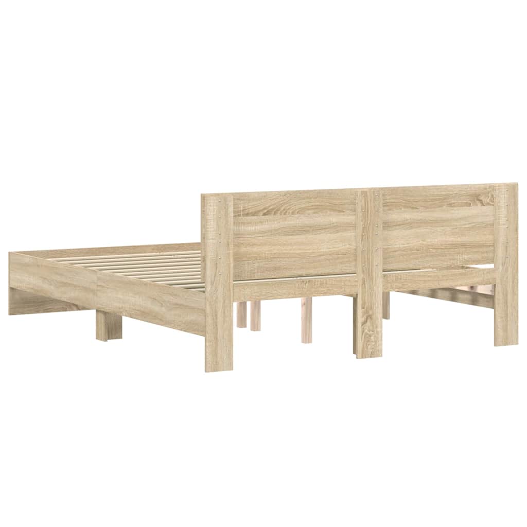 Bedframe met hoofdeinde Sonoma 152 x 203 cm Bewerkt hout is nu te koop bij PeponiXL, paradijselijk wonen!