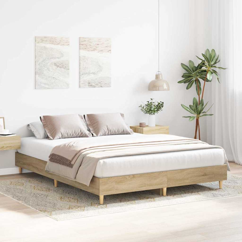 Bedframe 2 pcs Sonoma 152 x 203 cm Bewerkt hout is nu te koop bij PeponiXL, paradijselijk wonen!