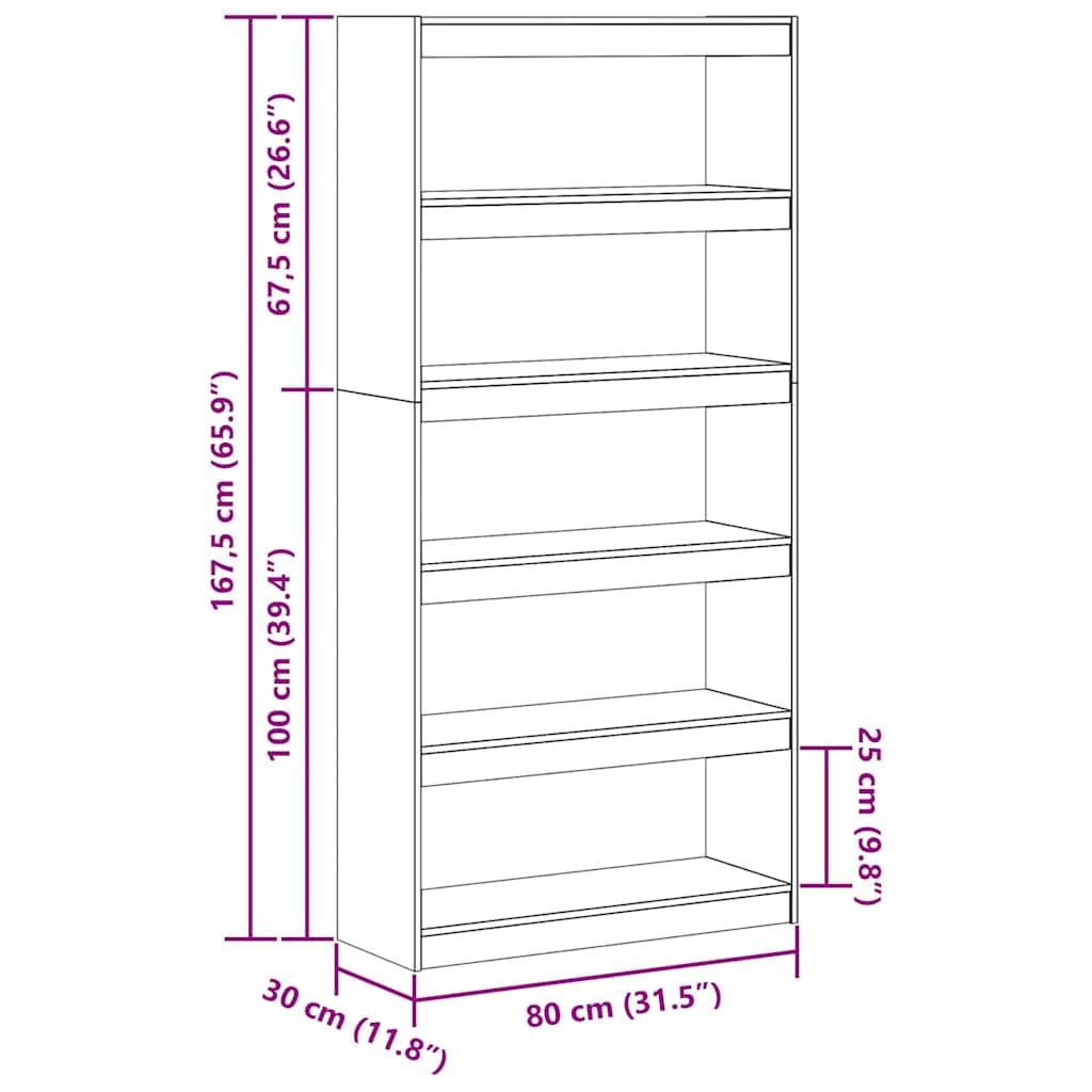 Boekenkast Wasbruin 80 x 30 x 167,5 cm Massief grenenhout is nu te koop bij PeponiXL, paradijselijk wonen!