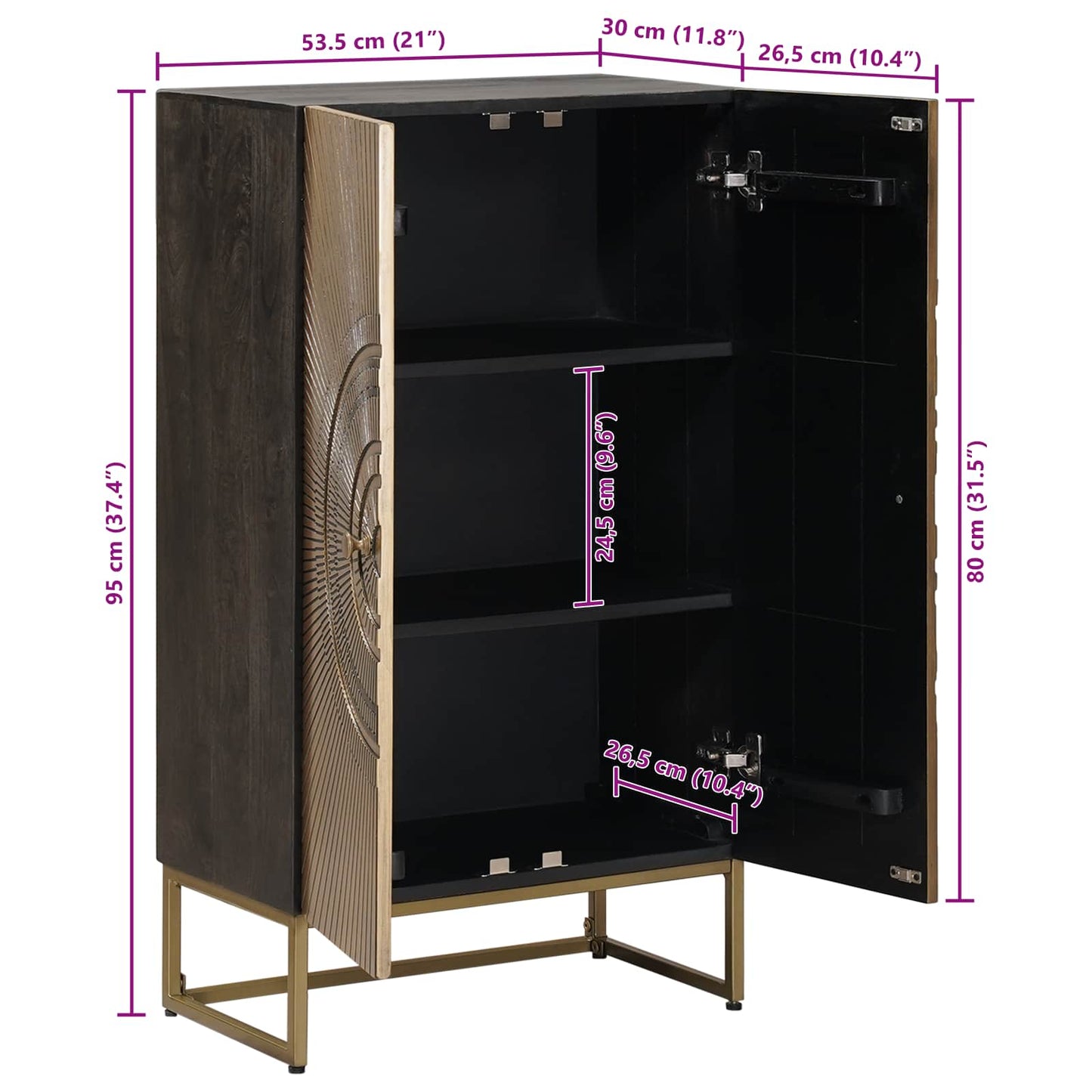 Hoge kast Koper 53,5 x 30 x 95 cm is nu te koop bij PeponiXL, paradijselijk wonen!