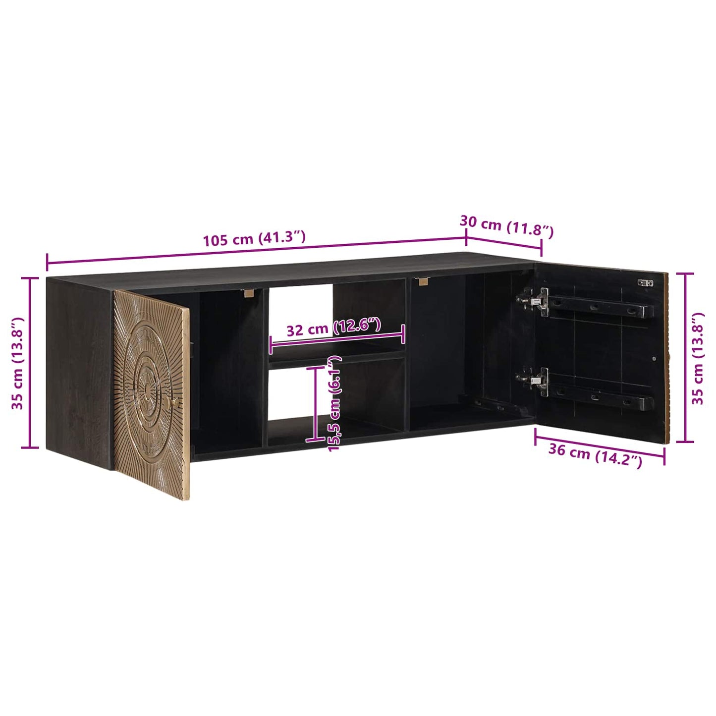 TV-kast met plank met opslag met de deur Koper 105 x 30 x 35 cm is nu te koop bij PeponiXL, paradijselijk wonen!