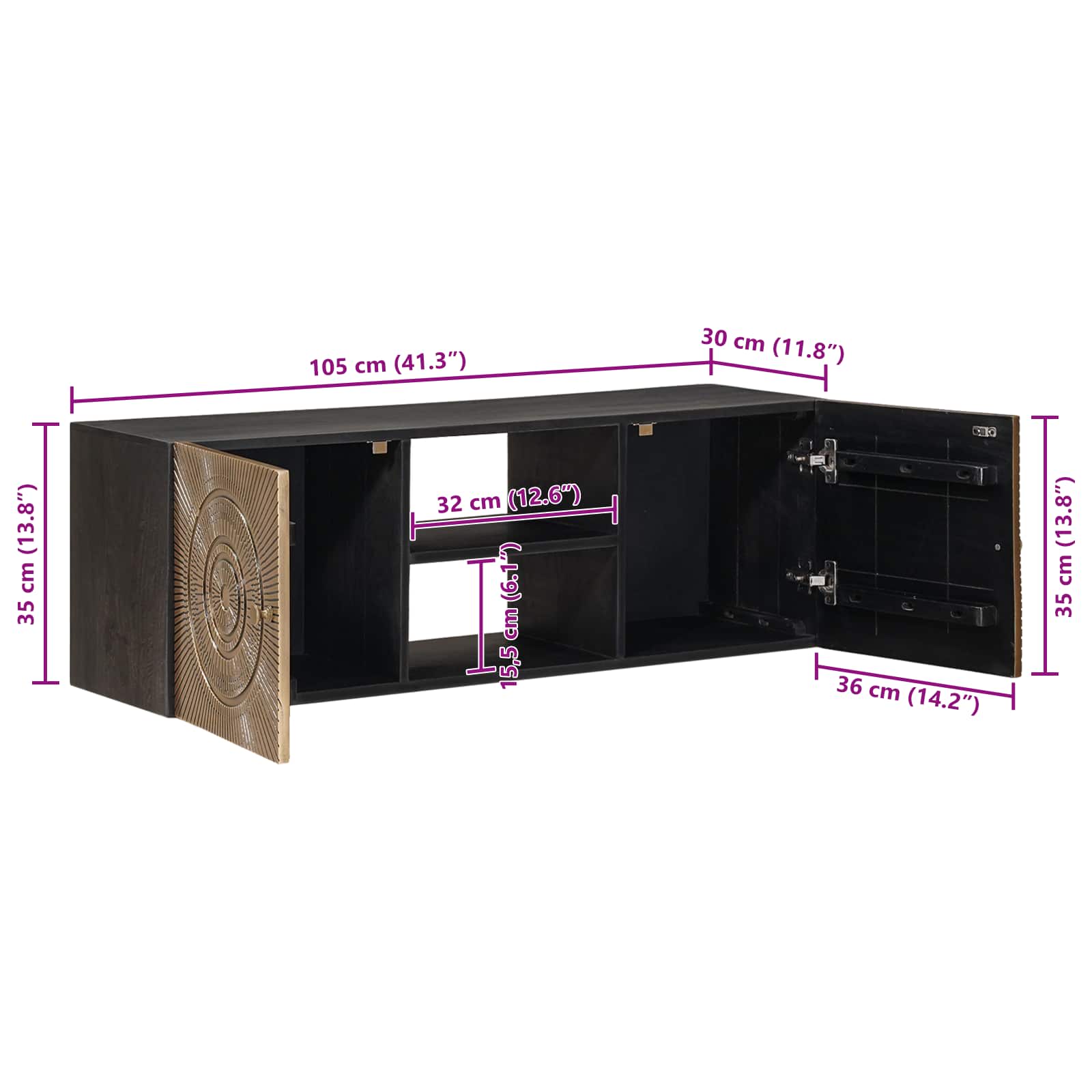 TV-kast met plank met opslag met de deur Koper 105 x 30 x 35 cm is nu te koop bij PeponiXL, paradijselijk wonen!