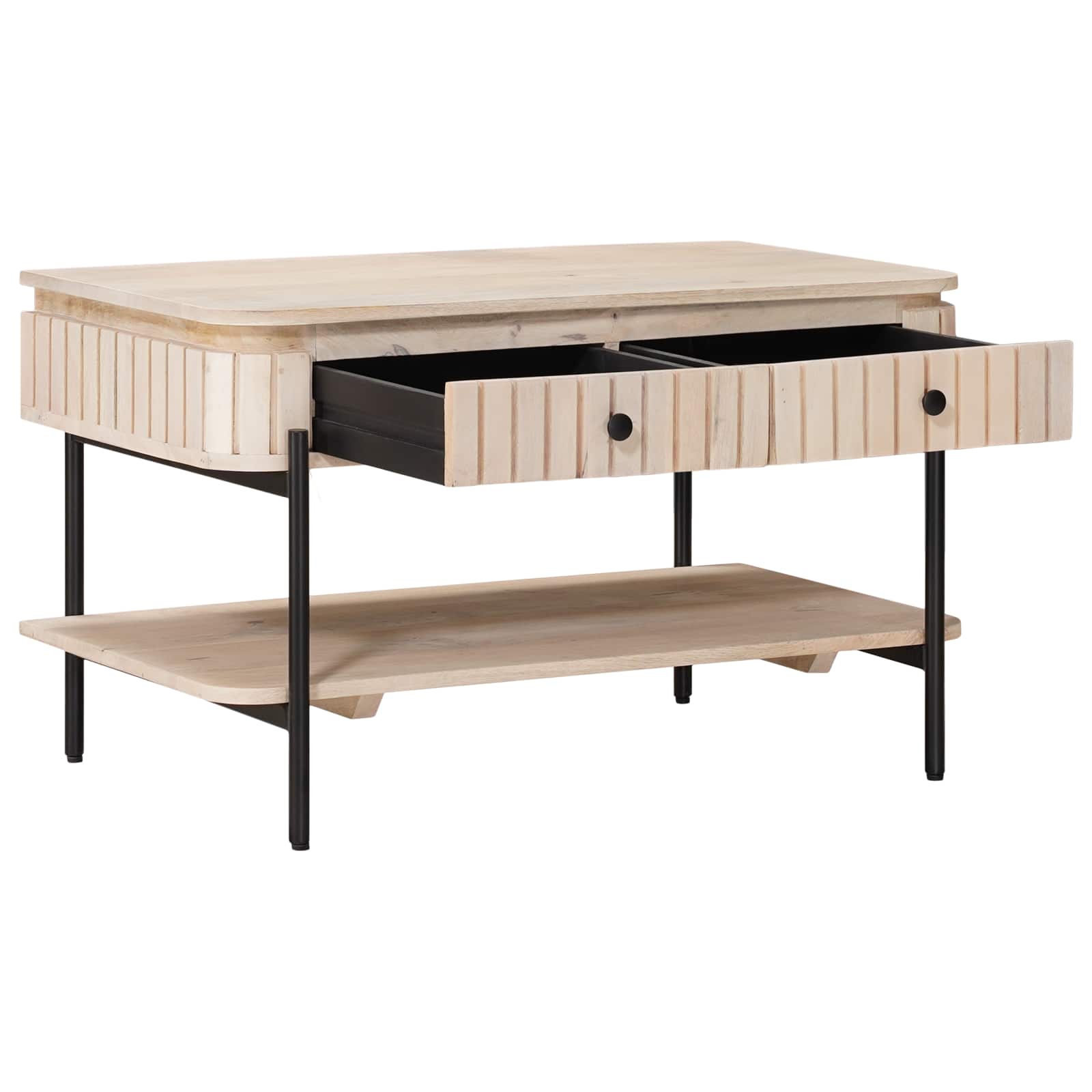 Handgemaakte Koffietafel Wit 85 x 45 x 50 cm Massief Mango Hout is nu te koop bij PeponiXL, paradijselijk wonen!