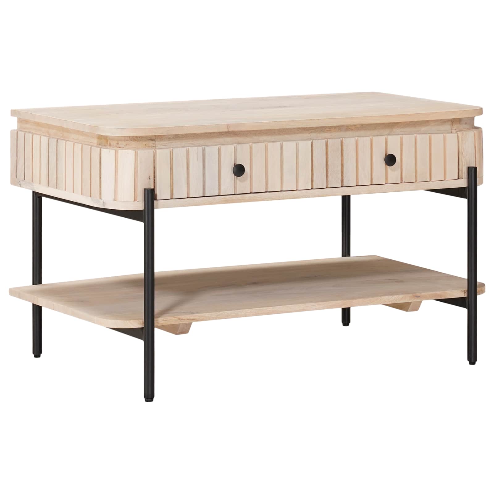 Handgemaakte Koffietafel Wit 85 x 45 x 50 cm Massief Mango Hout is nu te koop bij PeponiXL, paradijselijk wonen!