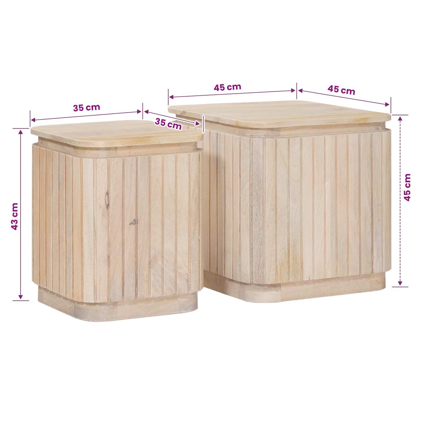 Handgemaakte Bijzettafel Set 2 pcs Wit 45 x 45 x 45 cm is nu te koop bij PeponiXL, paradijselijk wonen!