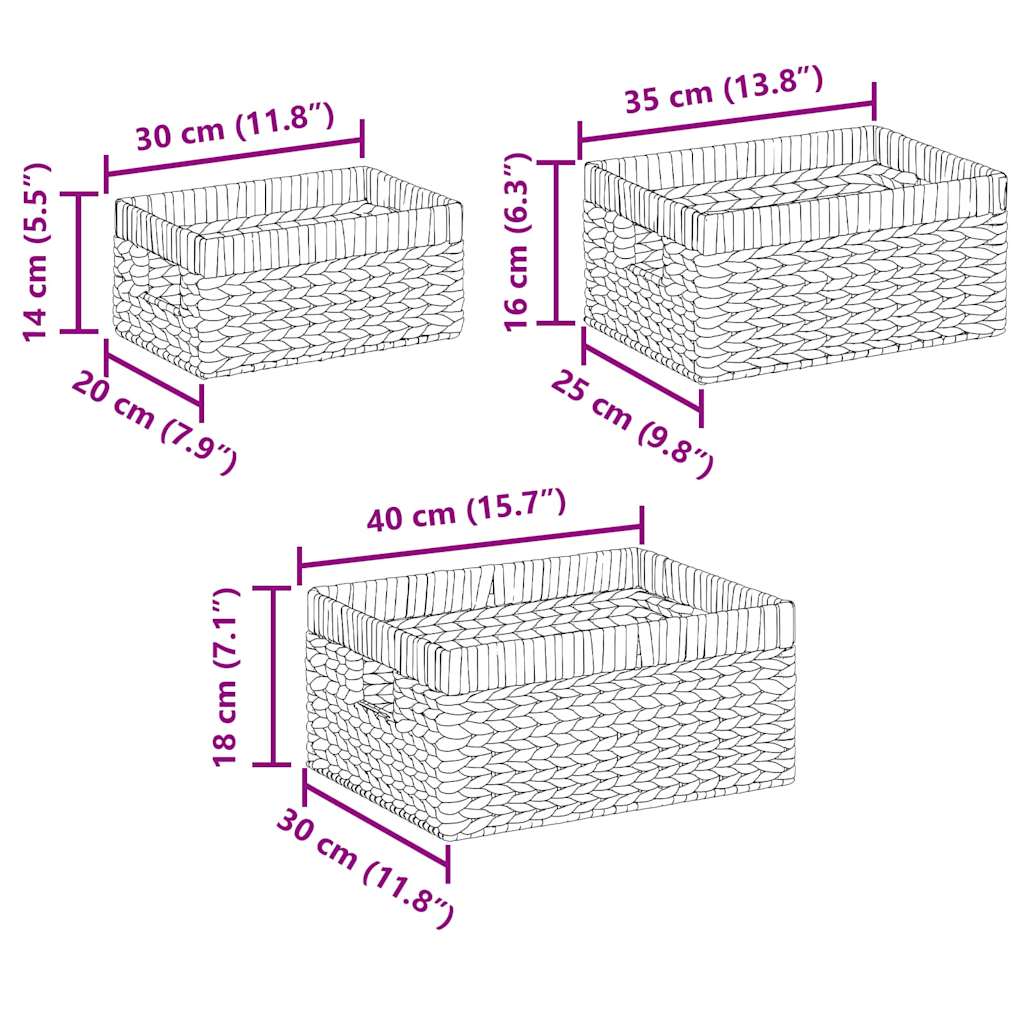 Opslagmanden 3 pcs Naturel Waterhyacint is nu te koop bij PeponiXL, paradijselijk wonen!