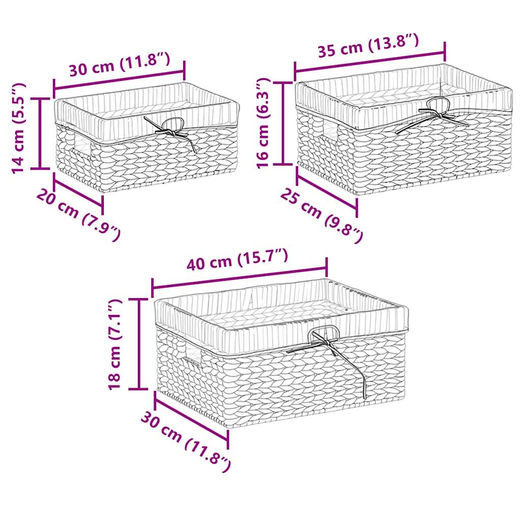 Opslagmanden 3 pcs Naturel Waterhyacint is nu te koop bij PeponiXL, paradijselijk wonen!