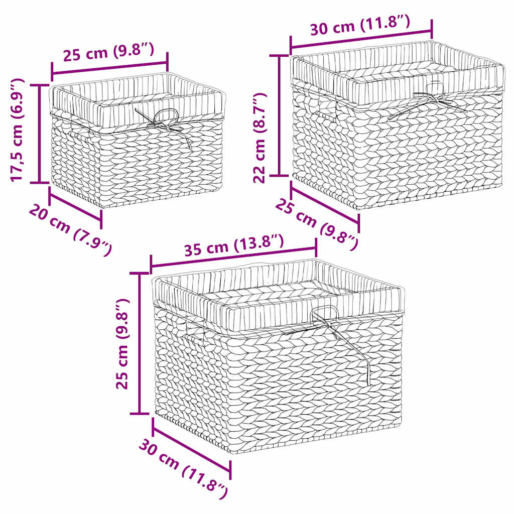 Opslagmanden 3 pcs Naturel Waterhyacint is nu te koop bij PeponiXL, paradijselijk wonen!