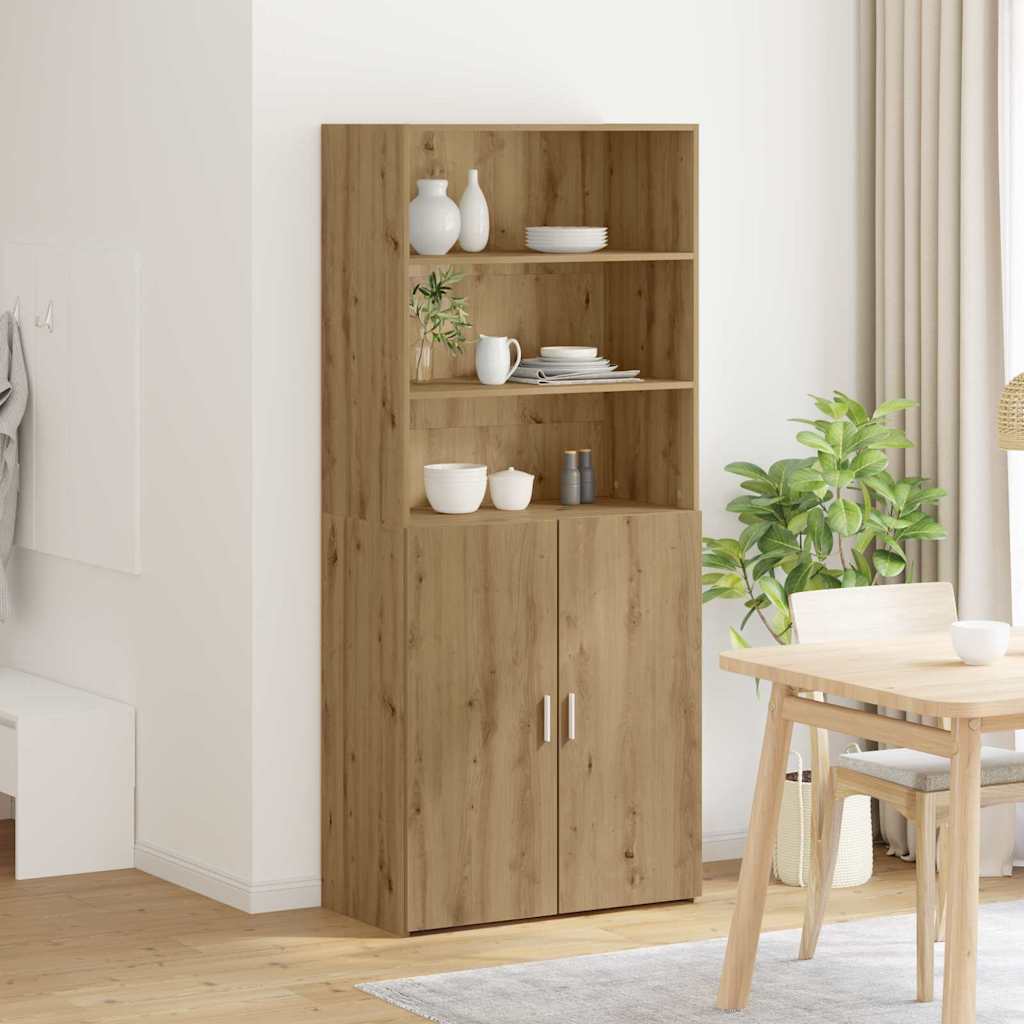 Highboard Artisan Eiken 80 x 42,5 x 185 cm Bewerkt hout is nu te koop bij PeponiXL, paradijselijk wonen!