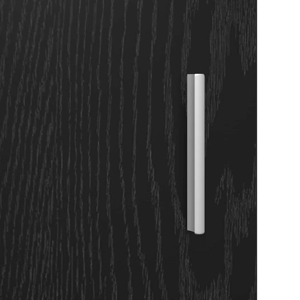 Highboard Zwart Eiken 80 x 42,5 x 185 cm Bewerkt hout is nu te koop bij PeponiXL, paradijselijk wonen!