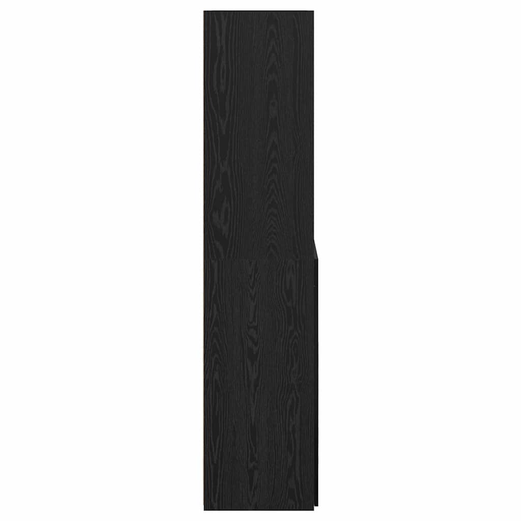 Highboard Zwart Eiken 80 x 42,5 x 185 cm Bewerkt hout is nu te koop bij PeponiXL, paradijselijk wonen!