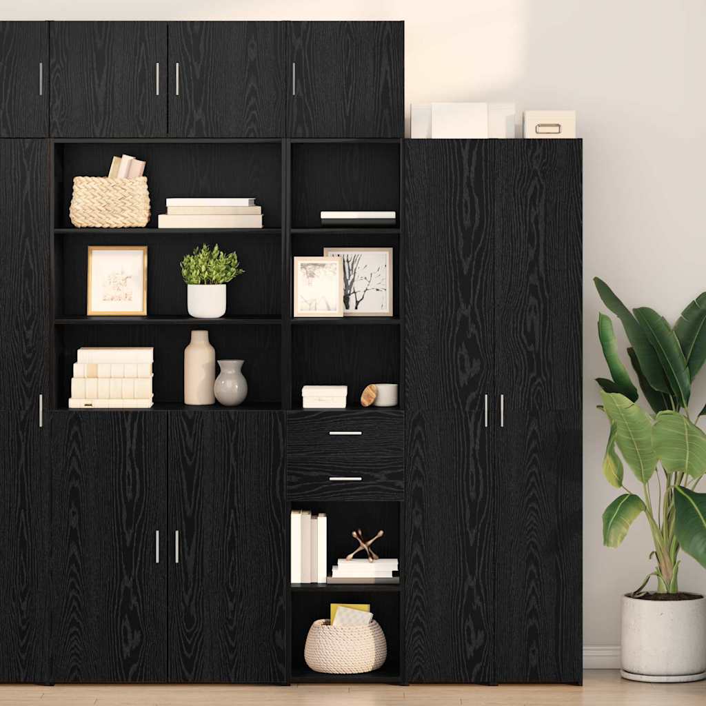 Highboard met lade Zwart Eiken 40 x 42,5 x 185 cm Bewerkt hout is nu te koop bij PeponiXL, paradijselijk wonen!