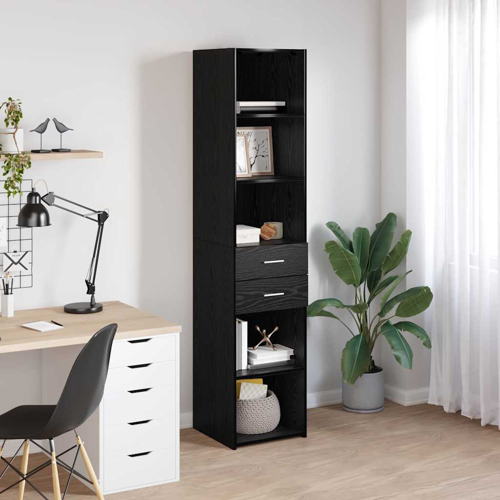 Highboard met lade Zwart Eiken 40 x 42,5 x 185 cm Bewerkt hout is nu te koop bij PeponiXL, paradijselijk wonen!
