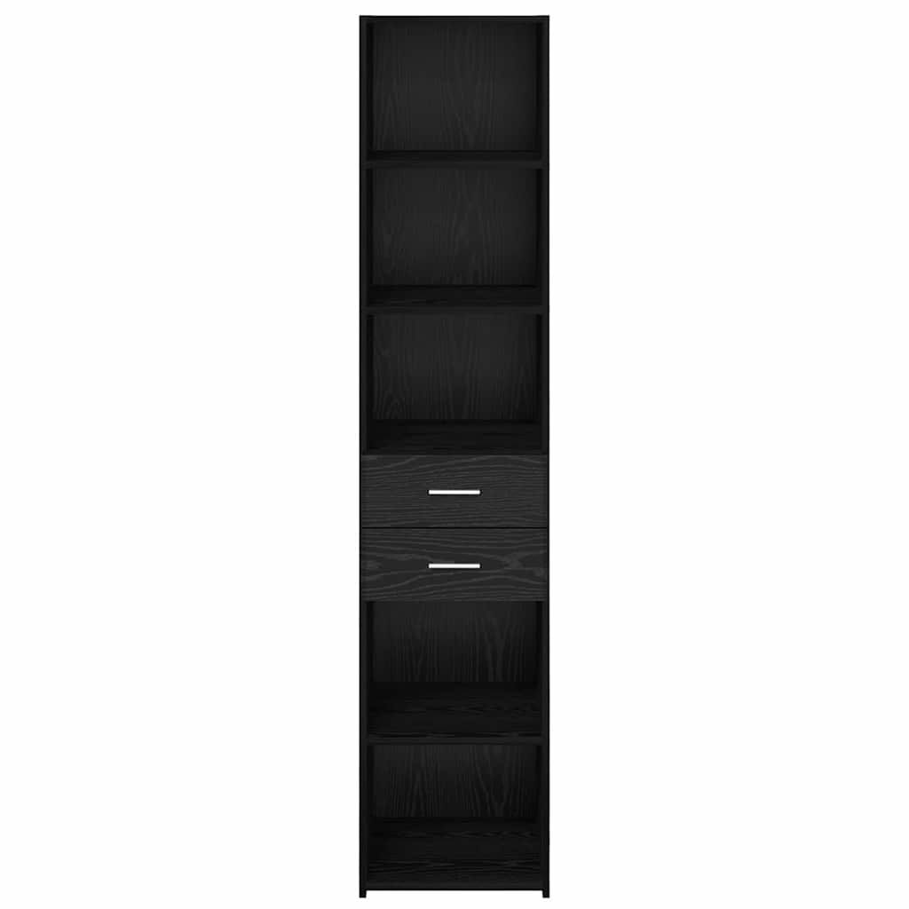 Highboard met lade Zwart Eiken 40 x 42,5 x 185 cm Bewerkt hout is nu te koop bij PeponiXL, paradijselijk wonen!