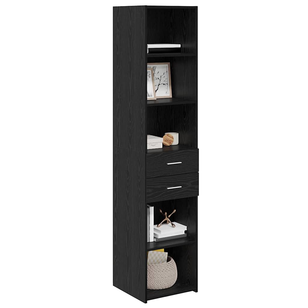 Highboard met lade Zwart Eiken 40 x 42,5 x 185 cm Bewerkt hout is nu te koop bij PeponiXL, paradijselijk wonen!