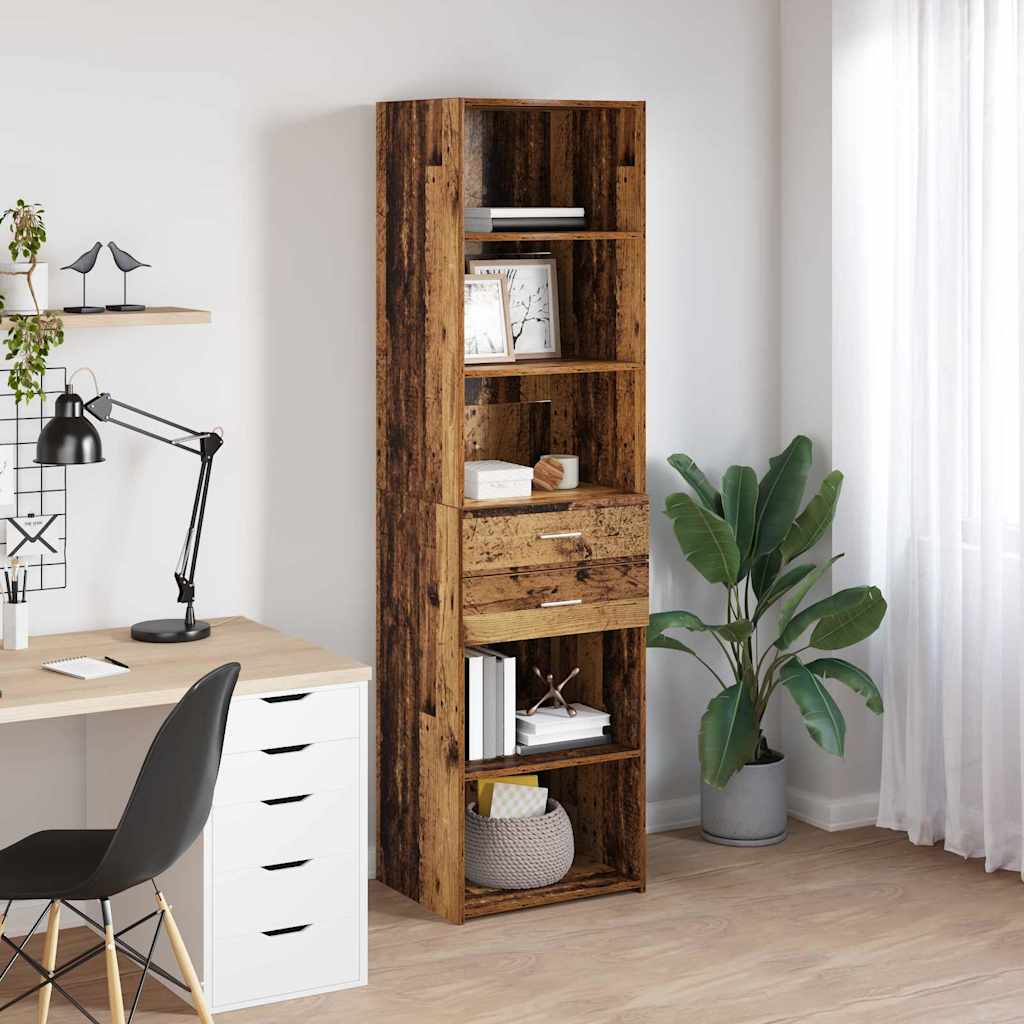 Highboard met lade Oud Hout 50 x 42,5 x 185 cm Bewerkt hout is nu te koop bij PeponiXL, paradijselijk wonen!