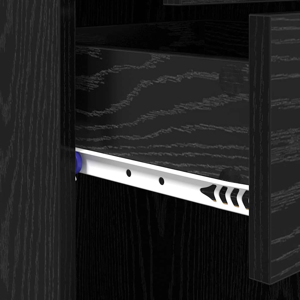Highboard met lade Zwart Eiken 50 x 42,5 x 185 cm Bewerkt hout is nu te koop bij PeponiXL, paradijselijk wonen!