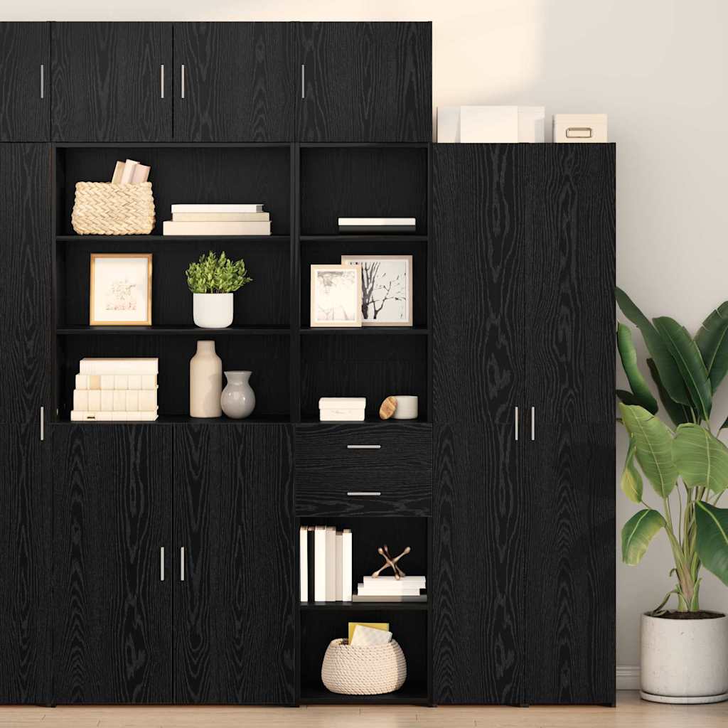Highboard met lade Zwart Eiken 50 x 42,5 x 185 cm Bewerkt hout is nu te koop bij PeponiXL, paradijselijk wonen!