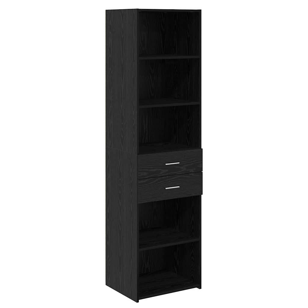 Highboard met lade Zwart Eiken 50 x 42,5 x 185 cm Bewerkt hout is nu te koop bij PeponiXL, paradijselijk wonen!