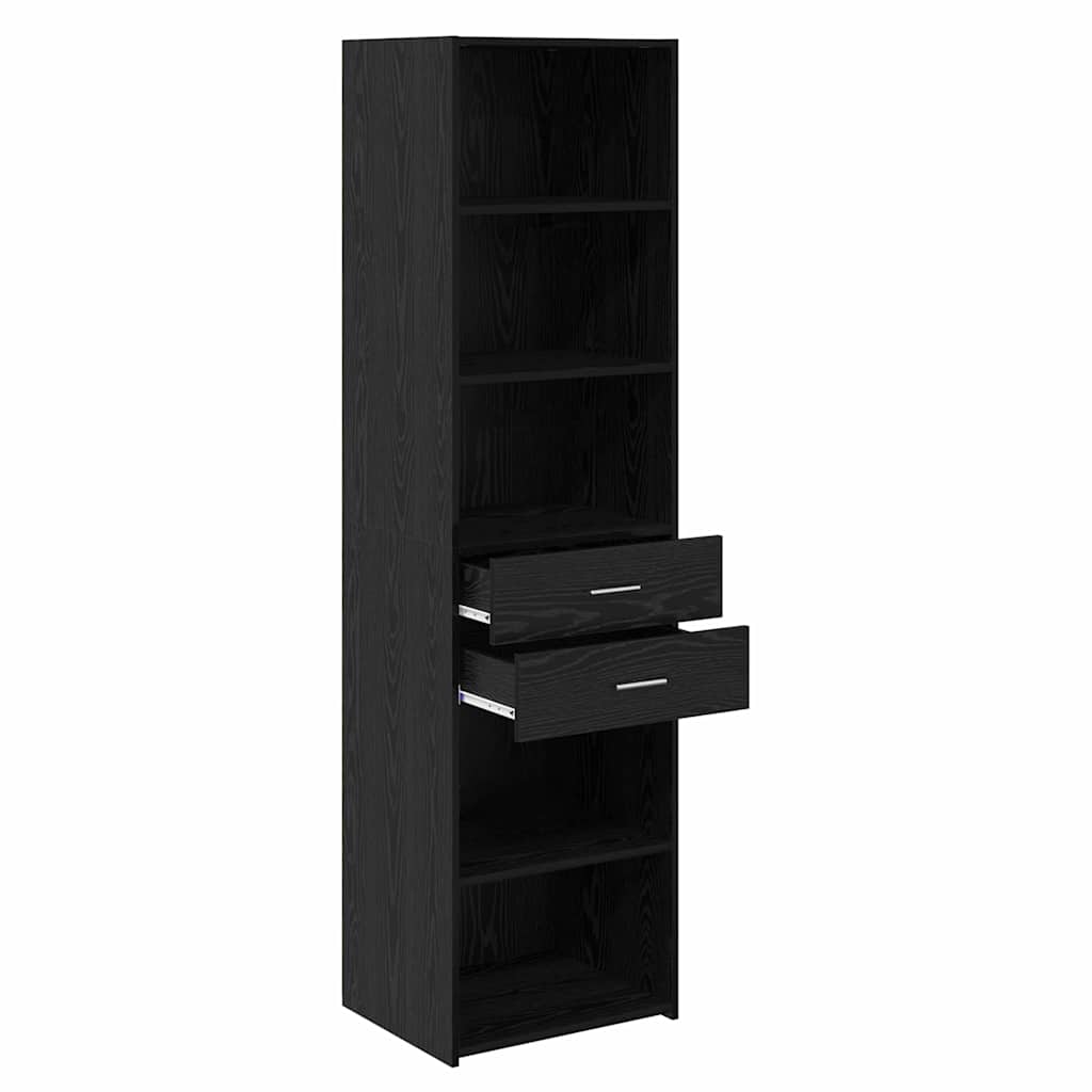 Highboard met lade Zwart Eiken 50 x 42,5 x 185 cm Bewerkt hout is nu te koop bij PeponiXL, paradijselijk wonen!