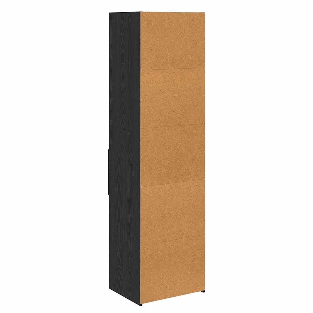 Highboard met lade Zwart Eiken 50 x 42,5 x 185 cm Bewerkt hout is nu te koop bij PeponiXL, paradijselijk wonen!