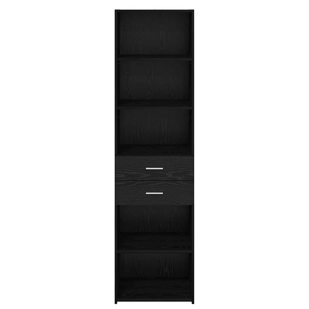 Highboard met lade Zwart Eiken 50 x 42,5 x 185 cm Bewerkt hout is nu te koop bij PeponiXL, paradijselijk wonen!