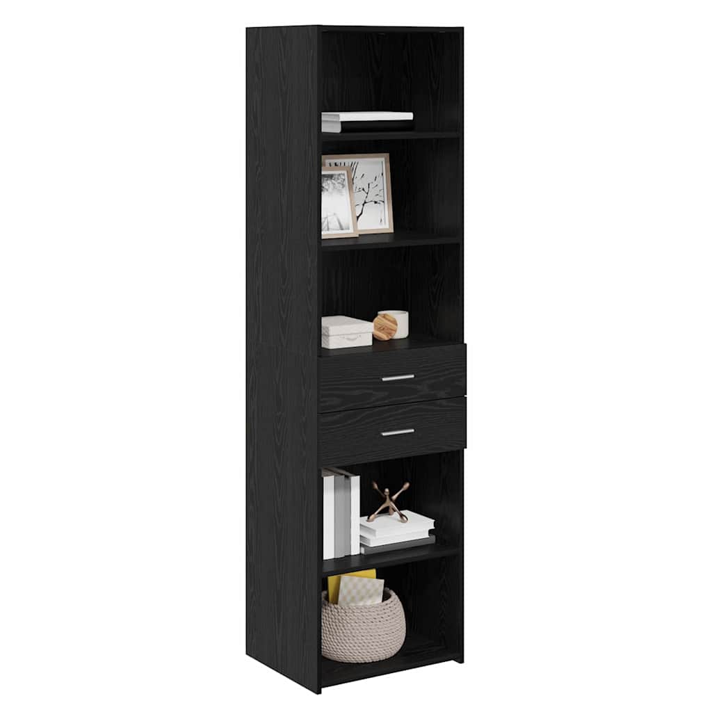 Highboard met lade Zwart Eiken 50 x 42,5 x 185 cm Bewerkt hout is nu te koop bij PeponiXL, paradijselijk wonen!