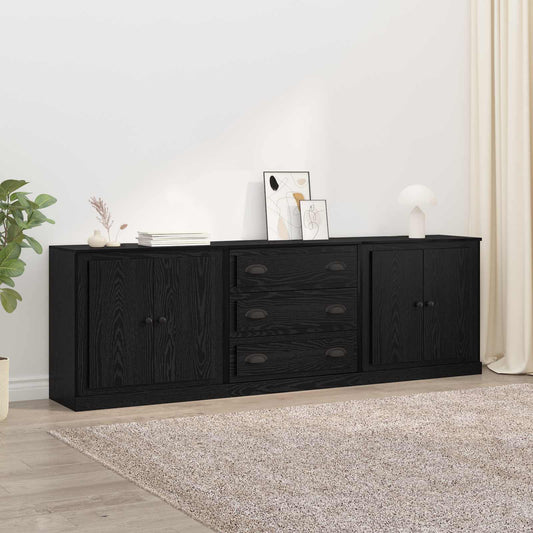 Dressoirs 3 pcs Zwart eiken 210 x 35,5 x 67,5 cm Bewerkt hout is nu te koop bij PeponiXL, paradijselijk wonen!