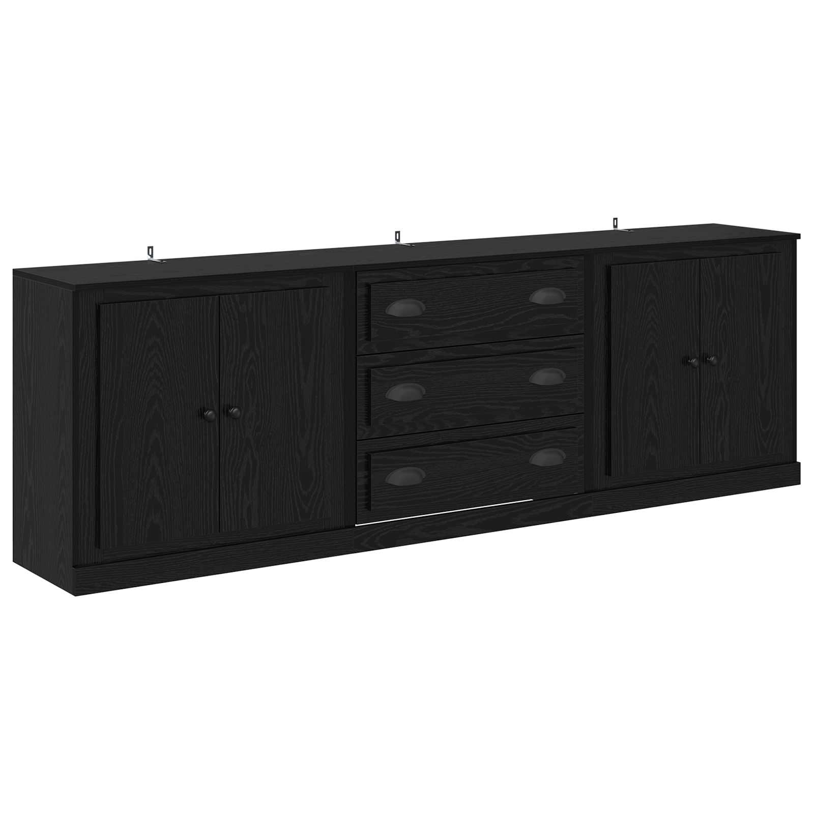Dressoirs 3 pcs Zwart eiken 210 x 35,5 x 67,5 cm Bewerkt hout is nu te koop bij PeponiXL, paradijselijk wonen!