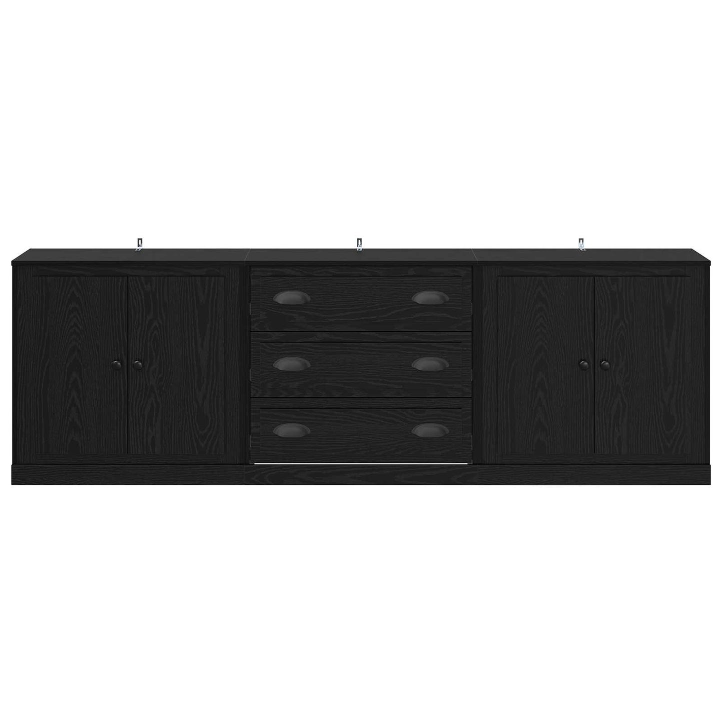Dressoirs 3 pcs Zwart eiken 210 x 35,5 x 67,5 cm Bewerkt hout is nu te koop bij PeponiXL, paradijselijk wonen!
