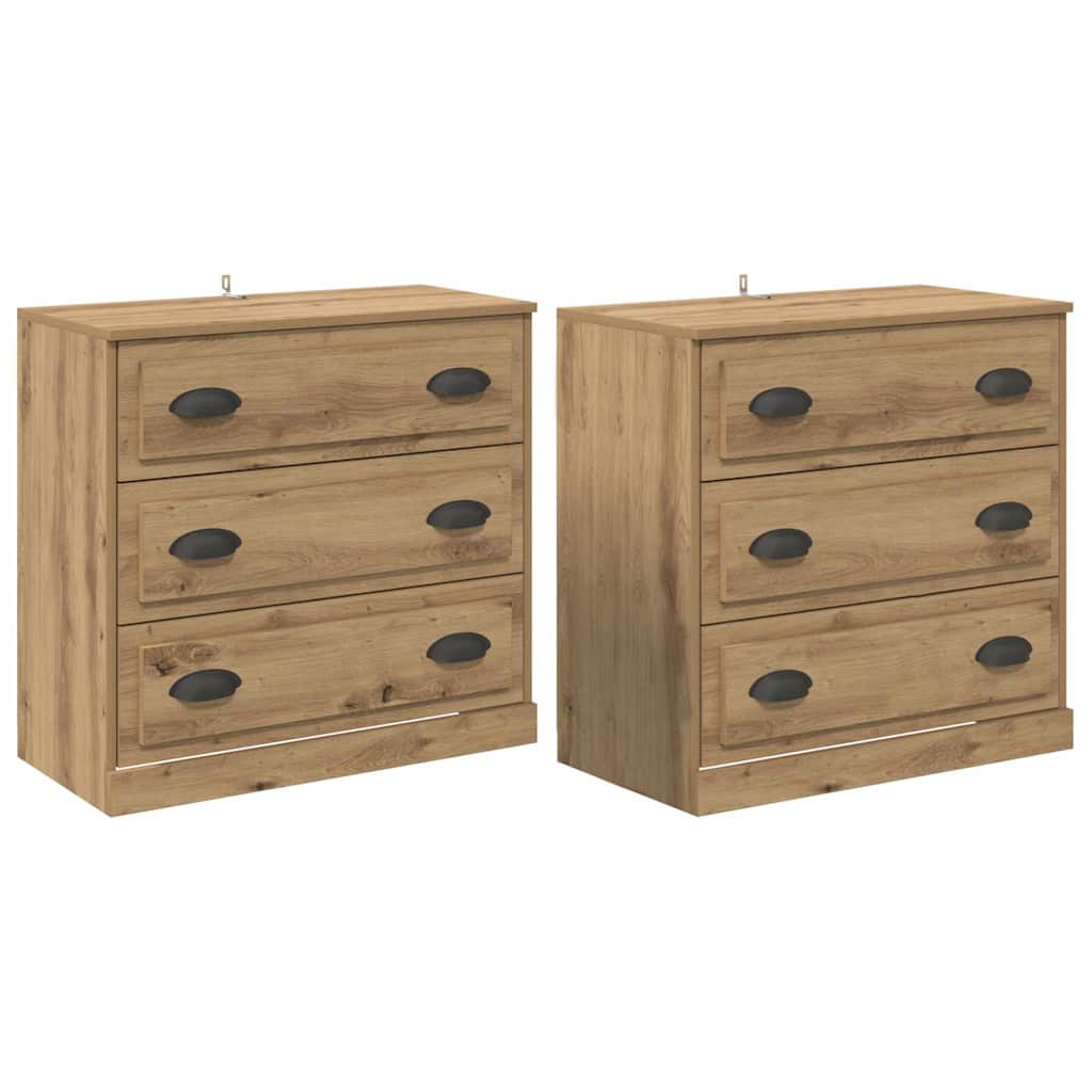 Dressoirs 2 pcs Artisan Eiken 70 x 35,5 x 67,5 cm Bewerkt hout is nu te koop bij PeponiXL, paradijselijk wonen!